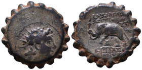 SELEUKID KINGDOM. Antiochos VI Dionysos. 144-142 BC. Obv: Radiate and diademed head right. Rev: ΒΑΣΙΛΕΩΣ ΑΝΤΙΟΧΟΥ ΕΠΙΦΑΝΟΥΣ ΔΙΟΝΥΣΟΥ Elephant advancin...