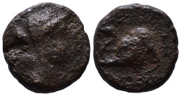SELEUKID KINGDOM. Seleukos IV Philopator. 187-175 BC. Obv: Veiled and diademed bust of Laodike IV right. Rev: ΒΑΣΙΛΕΩΣ ΣEΛEYKOY Elephant head left, tr...