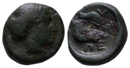 MYSIA. Pergamon. Early 4th century BC. Obv: Female head to right, her hair in sphendone. Rev: ΠΕΡΓ Head of a boar to right; above, skate facing. Weber...