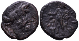 Unidentified Roman Provincial. Pseudo-autonomous issue 2-3th century. Obv: Laureate head of Zeus to right. Rev: Uncertain legend. Hermes standing left...