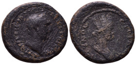SYRIA. Seleucis and Pieria. Koinon. Trajan. 98-117 AD. Struck in Rome for use in Syria. Obv: ΑΥΤΟΚΡ ΚΑΙϹ ΝΕΡ ΤΡΑΙΑΝΟϹ ϹΕΒ ΓΕΡΜ Laureate head of Trajan...