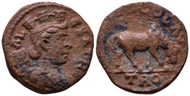 TROAS. Alexandria. Pseudo-autonomous, Time of Gallienus. 253-268 AD. Obv: CO TRO AV Turreted and draped bust of Tyche right; vexillum to left. Rev: CO...