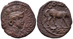 TROAS. Alexandria. Pseudo-autonomous, Time of Gallienus. 253-268 AD. Obv: CO TRO AV Turreted and draped bust of Tyche right; vexillum to left. Rev: CO...