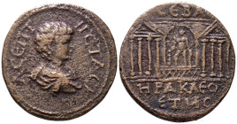 PONTUS. Sebastopolis-Heracleopolis. Geta. Caesar, 198-209 AD. Year 208 (AD 205/6). Obv: Λ CЄΠΤΙ ΓЄΤΑC K Bareheaded, draped and cuirassed bust right. R...