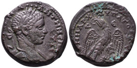 SYRIA. Seleucis and Pieria. Antioch. Elagabalus. 218-222 AD. Obv: YT K M A ANTWNEINOC Laureate and draped bust right. Rev: ΔΗΜΑΡΧ ΕΞ VΠΑΤΟ Δ, Δ-E Eagl...