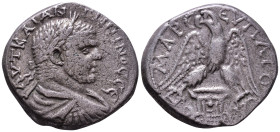 PHOENICIA. Sidon. Caracalla. 198-217 AD. Obv: AVT KAI ANTωNINOC CЄ Laureate, draped and cuirassed bust right Rev: ΔHMAPX ЄΞ VΠATOC T Δ Eagle standing ...