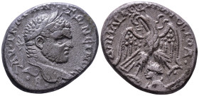 SYRIA. Seleucis and Pieria. Emesa. Caracalla. 198-217 AD. Obv: AVT K M ANTΩNЄINOC CЄB Laureate head right. Rev: ΔHMAPX ЄΞ VΠATOC TO Δ Eagle, wings spr...