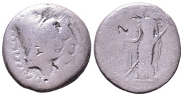 MN. CORDIUS RUFUS. Denarius. 46 BC. Rome. Obv: RVFVS III VIR Jugate busts of the Dioscuri right, wearing laureate pilei surmounted by stars. Rev: MN C...