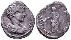 Caracalla, as Caesar. 196-198 AD. Denarius. Laodicea ad Mare mint. Obv: M AVR ANTON CAES PONTIF Bare-headed and draped bust to right. Rev: IMPERII FEL...