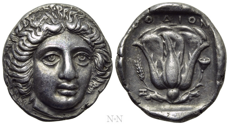 CARIA. Rhodes. Tetradrachm (Circa 408-400 BC). 

Obv: Bare head of Helios faci...