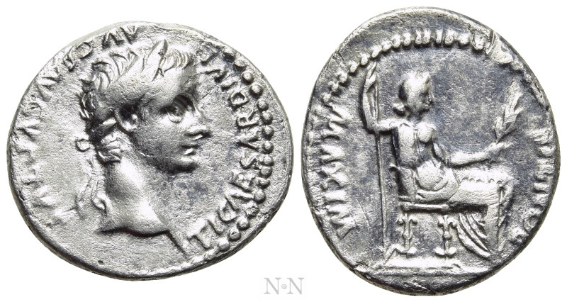 TIBERIUS (14-37). Denarius. "Tribute Penny" type. Lugdunum. 

Obv: TI CAESAR D...