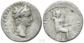 TIBERIUS (14-37). Denarius. "Tribute Penny" type. Lugdunum