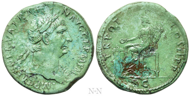 TRAJAN (98-117). Sestertius. Rome. 

Obv: IMP CAES NERVA TRAIAN AVG GERM P M. ...