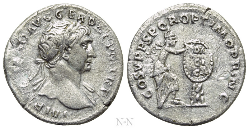 TRAJAN (98-117). Denarius. Rome. 

Obv: IMP TRAIANO AVG GER DAC P M TR P. 
La...