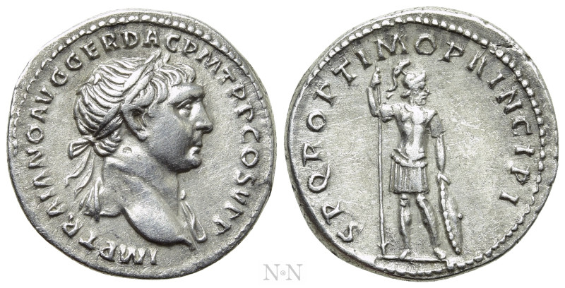 TRAJAN (98-117). Denarius. Rome. 

Obv: IMP TRAIANO AVG GER DAC P M TR P COS V...