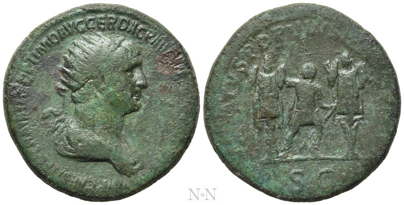 TRAJAN (98-117). Dupondius. Rome. 

Obv: IMP CAES NER TRAIANO OPTIMO AVG GER D...