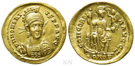HONORIUS (393-423). GOLD Solidus. Constantinople