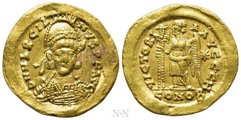 MARCIAN (450-457). GOLD Solidus. Constantinople. 

Obv: D N MARCIANVS P F AVG....