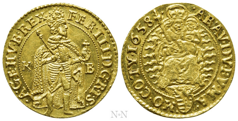 HUNGARY. Ferdinand III (1637-1657). GOLD Ducat (1658-KB). Kremnitz. 

Obv: FER...