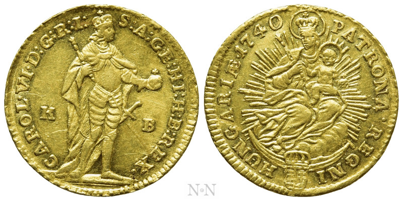 HUNGARY. Karl VI (1711-1740). GOLD Ducat (1740-KB). Kremnitz. 

Obv: CAROL VI ...