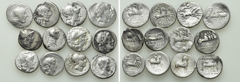 12 Roman Republican Denarii. 

Obv: .
Rev: .

. 

Condition: See picture....