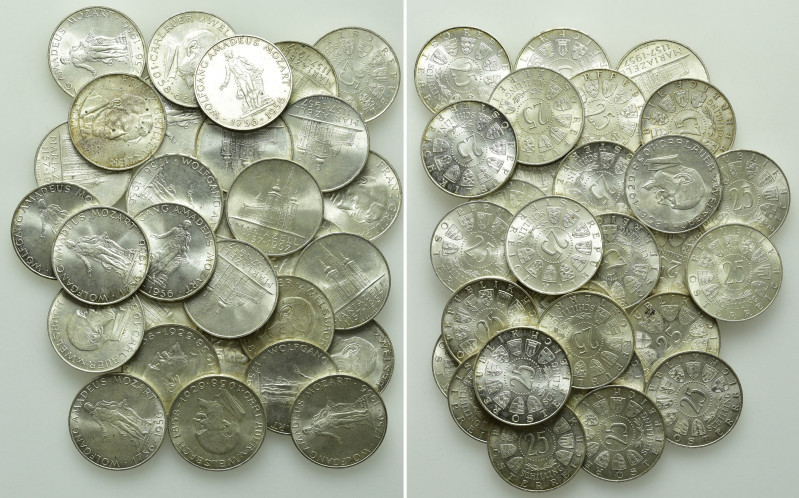 30 x 25 Schilling Silver Coins of Austria (10.40 gr. fine per piece). 

Obv: ....