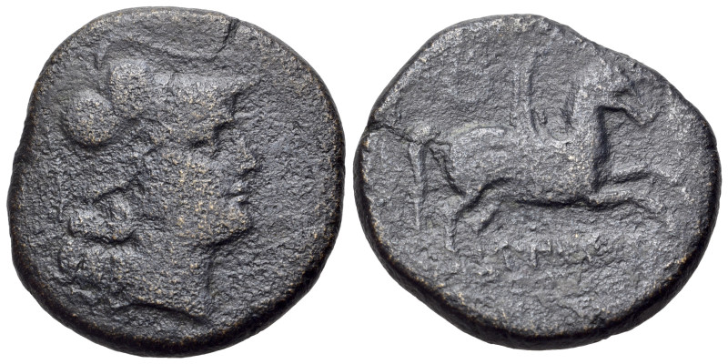 Iberia, Emporion (as Untikesken) (Mid 2nd century BC). Æ (28mm, 20.50g, 3h). Hel...