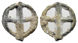 Central Europe or Gaul. Uncertain (1st century BC). Cast PB "Roulle" (Wheel) Money (11mm, 0.45g, 12h) Wheel of four spokes.