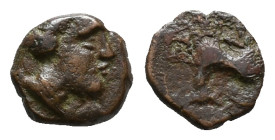 Sicily, Uncertain mint, c. 3rd-2nd century BC. Æ (10mm, 0.81g). Female head r. R/ Horse(?). Good Fine