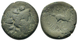 Macedon, Thessalonica, c. 187-168/7 BC. Æ (20,3mm, 7.2g). Wreathed head of Dionysos r. R/ Pegasos leaping r.; grain ear below. Touratsoglou, Macedonia...