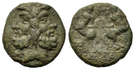 Macedon, Thessalonica (187-131 BC). Æ (17mm, 4.2g). Janiform head. R/ Two centaurs rearing in opposite directions, each holding branch. SNG ANS 804-5;...