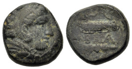 Kings of Macedon. Alexander III 'the Great' (336-323 BC). Æ (17,6mm, 7g). Uncertain mint in Macedon. Head of Herakles r., wearing lion skin. R/ B - A....