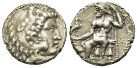 Kings of Macedon. Alexander III 'the Great' (336-323 BC). Uncertain mint. AR Tetradrachm (26,7mm, 13.8g). Head of Herakles r., wearing lion skin. R/ Z...