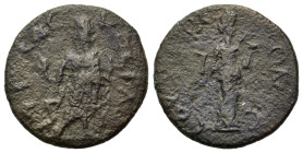 Tauric Chersoneson. Pseudo-autonomous, c. 3rd century AD. Æ (20,3mm, 4.5g). Asklepios-Serapis standing facing, head l., resting on serpent-entwined st...