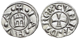 Italy, Genoa, Republic (1139-1339). AR Denaro (15mm, 0.83g, 12h). IANVA, Castle. R/ CVNRADVS REX, patent cross. CNI 1/69; MIR 16.
