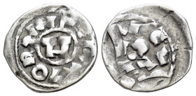 Italy, Lucca. Enrico III, IV o V (1004-1024) Denaro (15mm, 1g). Monogram of Enrico. R/ LVCA e EHNRICVS. MIR 107/113