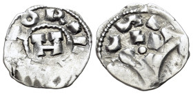 Italy, Lucca. Enrico III, IV o V (1004-1024) Denaro (14mm, 0.92g). Monogram of Enrico. R/ LVCA e EHNRICVS. MIR 107/115