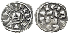 Italy, Lucca. Enrico III, IV o V (1004-1024) Denaro (15mm, 1.02g). Monogram of Enrico. R/ LVCA e EHNRICVS. MIR 107/117