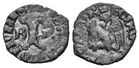 Italy, Pisa, c. 14th century. Quattrino (12mm, 0.44g, 12h). Large P, capital letter B. R/ Crowned eagle, head l. Biaggi 1947; CNI 118.