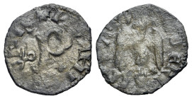 Italy, Pisa, c. 14th century. Quattrino (12mm, 0.44g, 12h). Large P, lowercase letter 'b'. R/ Crowned eagle, head l. Biaggi 1947; CNI 114.