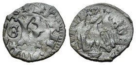 Italy, Pisa, c. 14th century. Quattrino (13mm, 0.63g, 8h). Large P, letter G. R/ Crowned eagle, head l. Biaggi 1947; CNI 120.