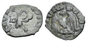 Italy, Pisa, c. 14th century. Quattrino (10mm, 0,41g, 5h). Large P, capital letter B. R/ Crowned eagle, head l. Biaggi 1947; CNI 118.