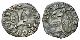 Italy, Pisa, c. 14th century. Quattrino (12mm, 0.50g, 3h). Large P, letter G. R/ Crowned eagle, head l. Biaggi 1947; CNI 120.