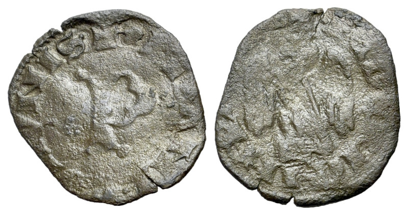 Italy, Pisa, c. 14th century. Quattrino (14mm, 0.50g, 6h). Large P. R/ Crowned e...