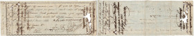 Lettera di Cambio per Ducati 418,50 emessa a Malta il 24 Maggio 1797 e domiciliata a Napoli. Impressa su Carta vergellata e filigranata con firme e gi...