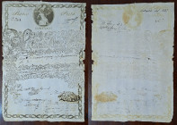 Banco della Piet&agrave;. Fede di Credito. Emissione 22 Aprile 1802. 69 Ducati, presente al recto chiusura contabile.Timbro degli esiti ad olio. Elega...