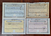 Banco di Napoli. Fedi di Credito. Lotto di 4 Pezzi. Emissioni 1880, 1935, 1936, 1937, recanti tagli e fori di Annullo. Lieve mancanza perimetrale sull...