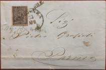 Lettera Autografa da Piacenza a Parma, affrancatura Stati Parmensi. Anno 1856. Molto bella.