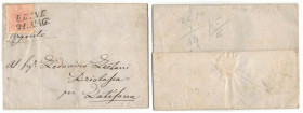 Busta Postale contenente Missiva Manoscritta da Udine a Latisana, 1857, con affrancatura da 15 Centesimi recante Timbro di Annullo. Buone Condizoni