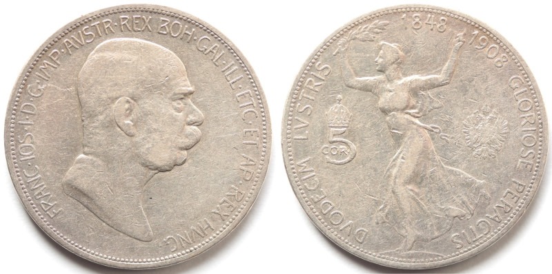 Austria. Francesco Giuseppe. 1848-1916. 5 corone 1908. Ag. KM 2809. Peso gr. 23,...